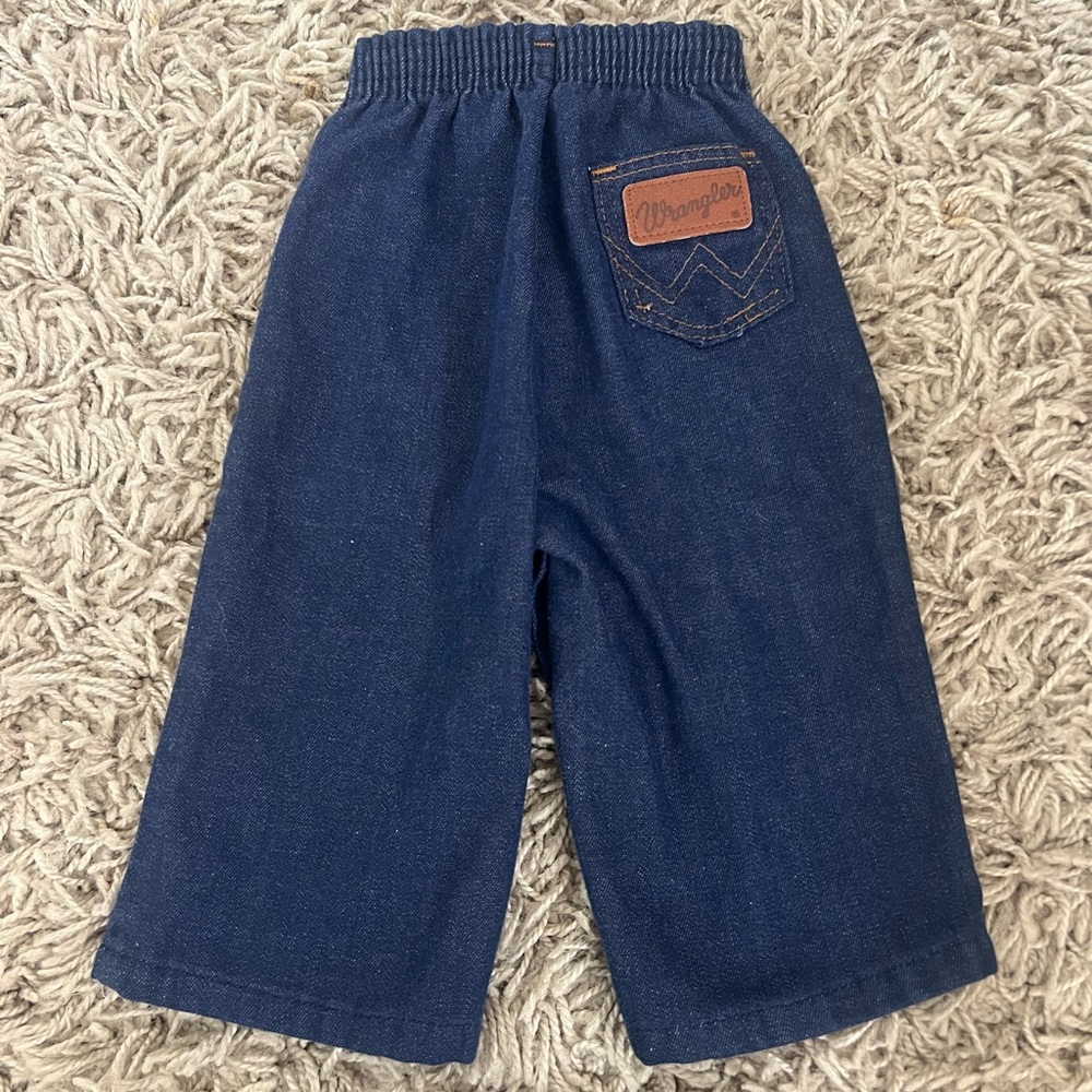 Vintage! Wrangler Kids Blue Denim Bottoms jeans • 6 months • snap legs • VTG